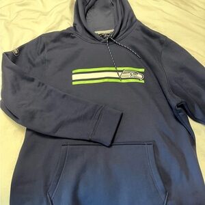 Navy Seattle Seahawks Hoodie with Striped Logo
